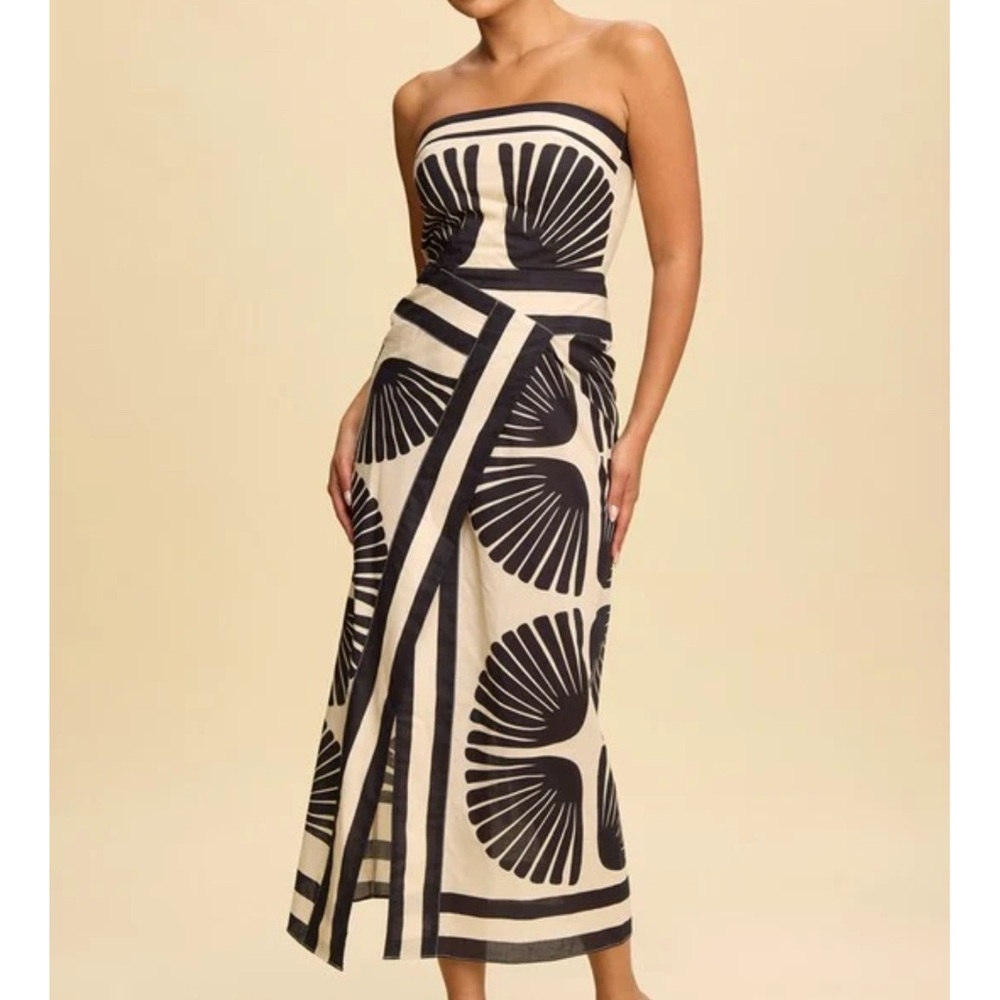 Pacifica Black and Cream Strapless Dress